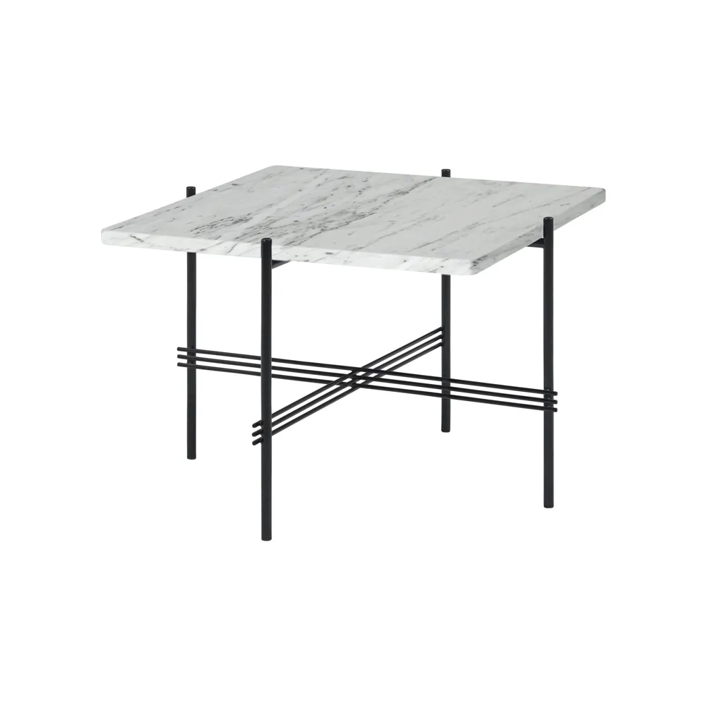 Tavolino TS Square.iq{font-size:18px}marmo nero Marquina, 80x80 cm, base nera