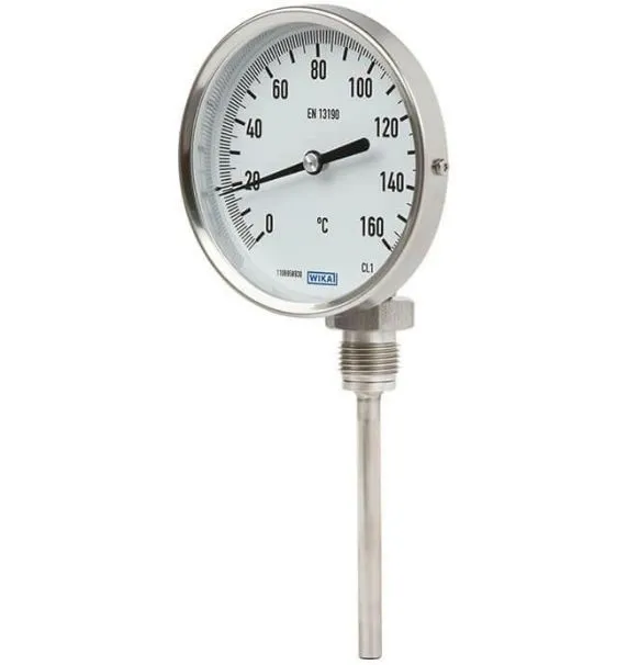 Termometro a quadrante WIKA, 0 → 100 °C Classe 1 secondo EN 13190, Ø quadrante 100mm, Quadrante