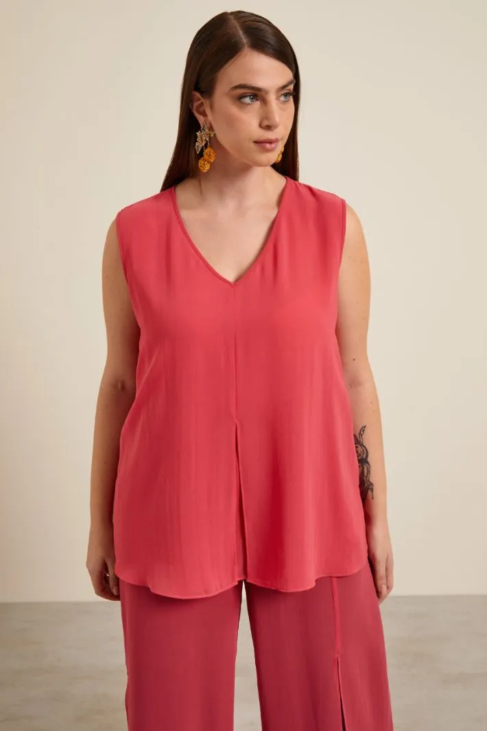 Top in georgette con spacco