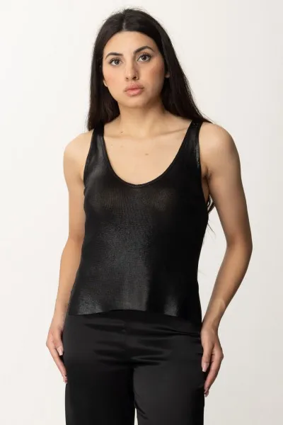 Top in viscosa lucida Nero