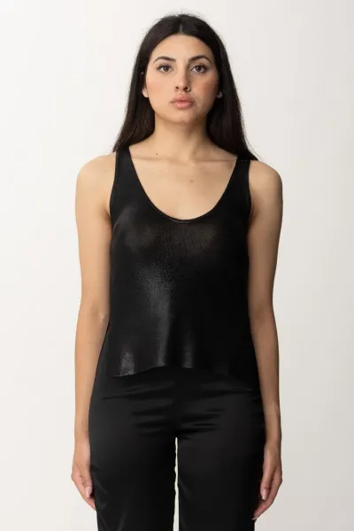 Top in viscosa lucida Nero