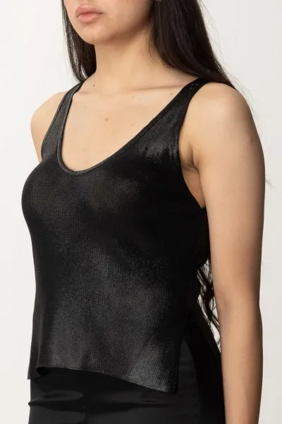 Top in viscosa lucida Nero