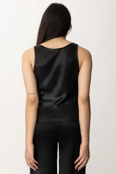 Top in viscosa lucida Nero