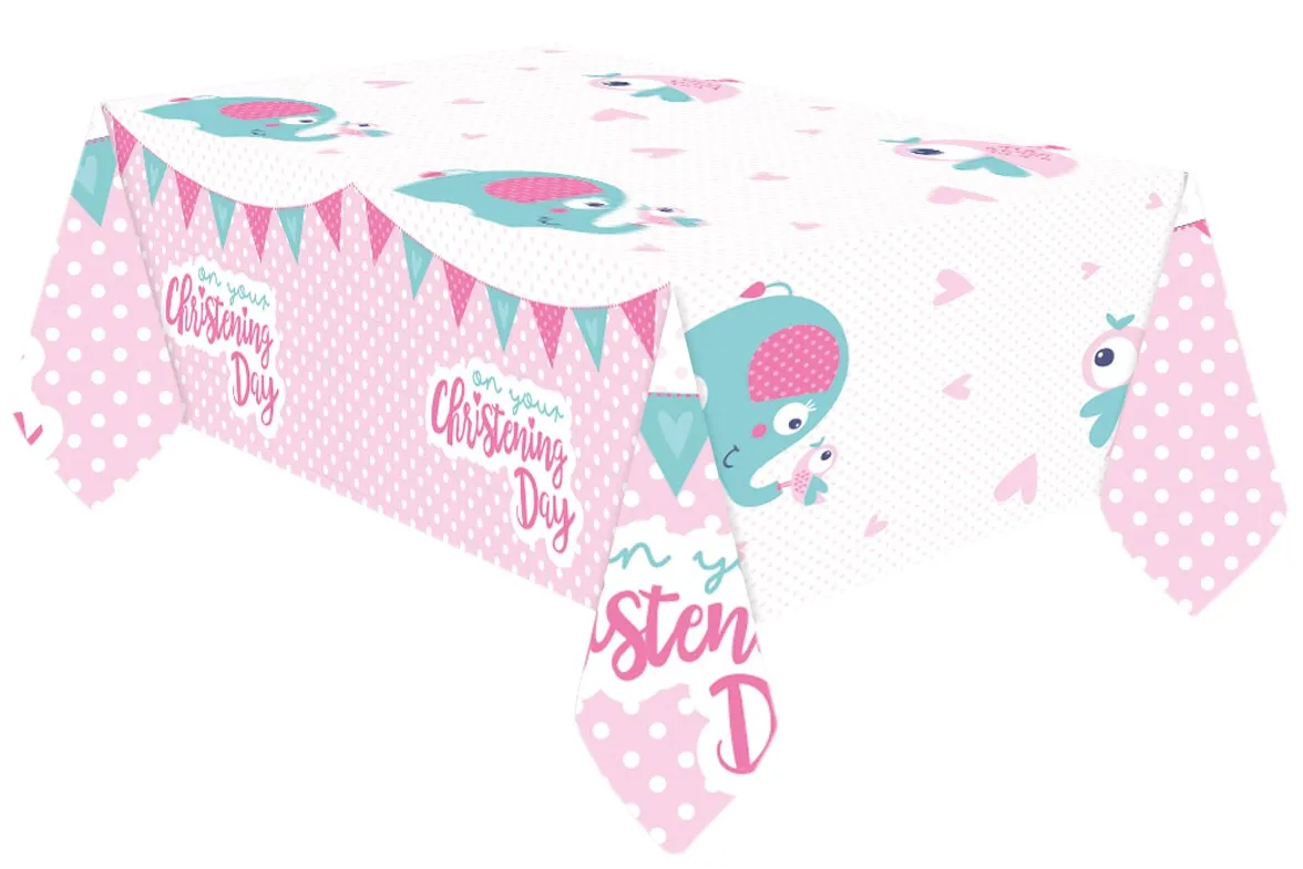 Tovaglia battesimo bimba rosa apstello