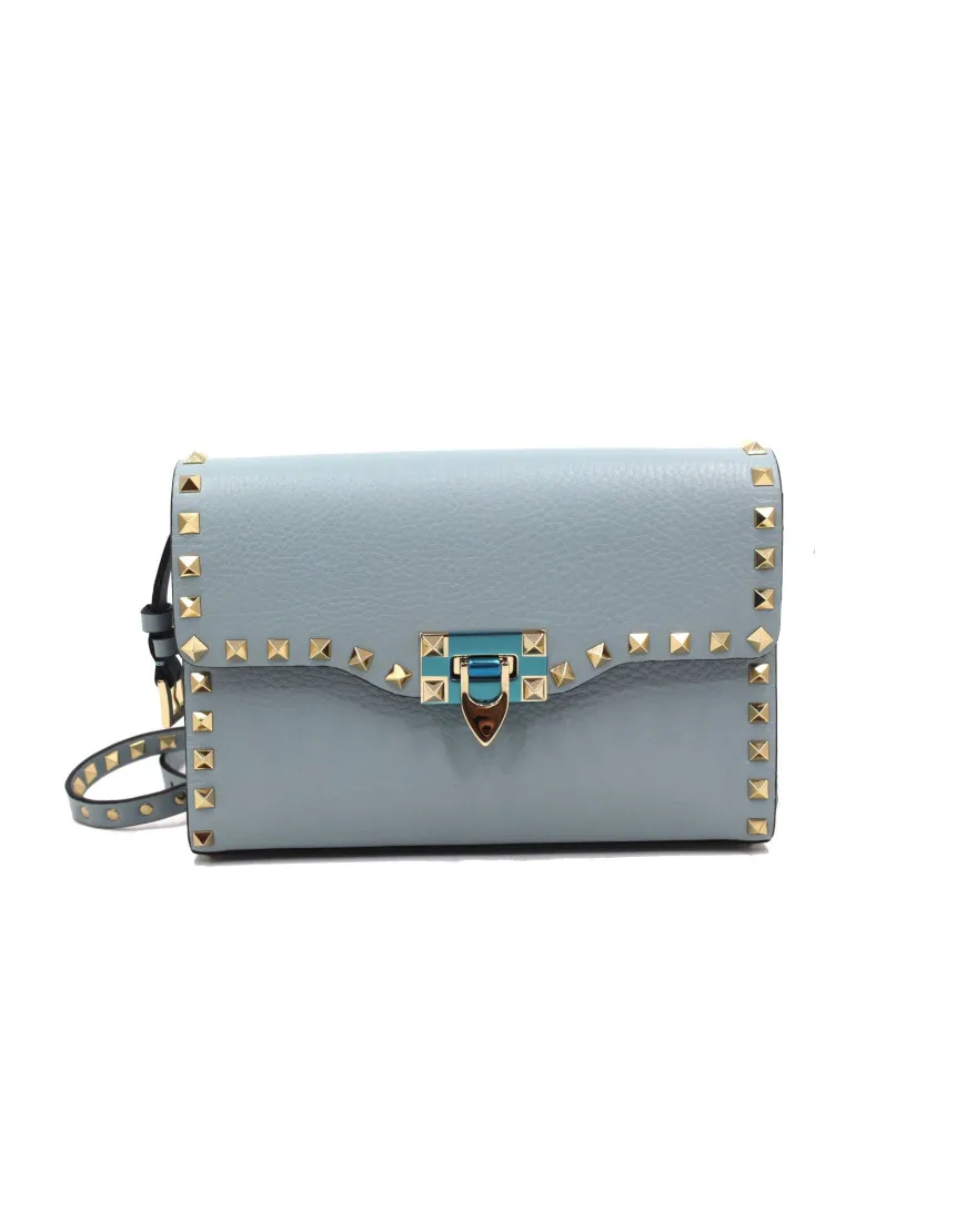 Valentino Rockstud Tracolla Pelle Azzurra