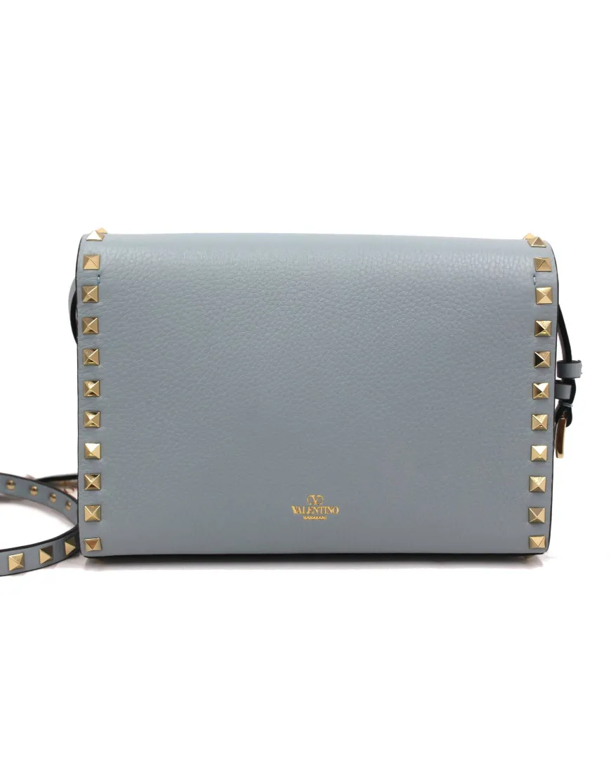 Valentino Rockstud Tracolla Pelle Azzurra