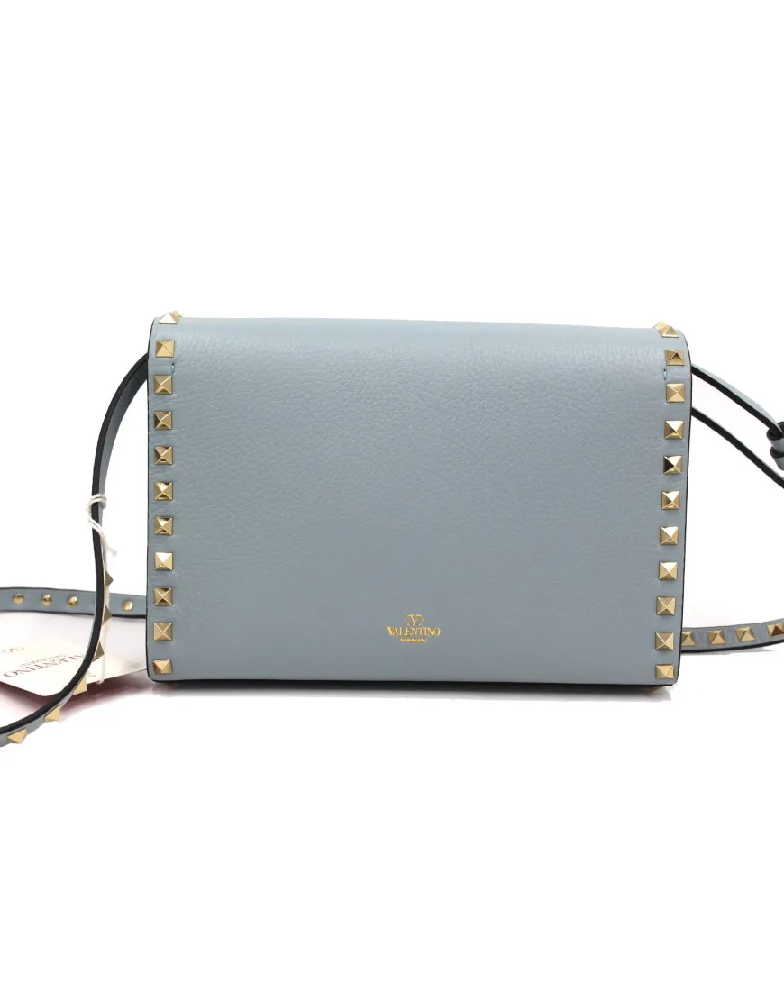 Valentino Rockstud Tracolla Pelle Azzurra