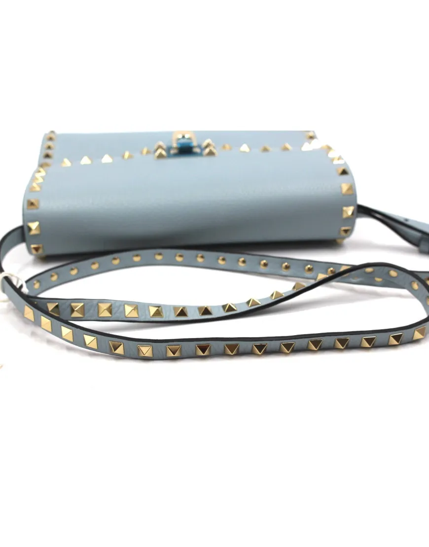 Valentino Rockstud Tracolla Pelle Azzurra