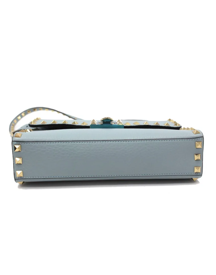 Valentino Rockstud Tracolla Pelle Azzurra