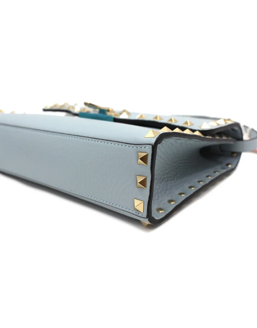 Valentino Rockstud Tracolla Pelle Azzurra
