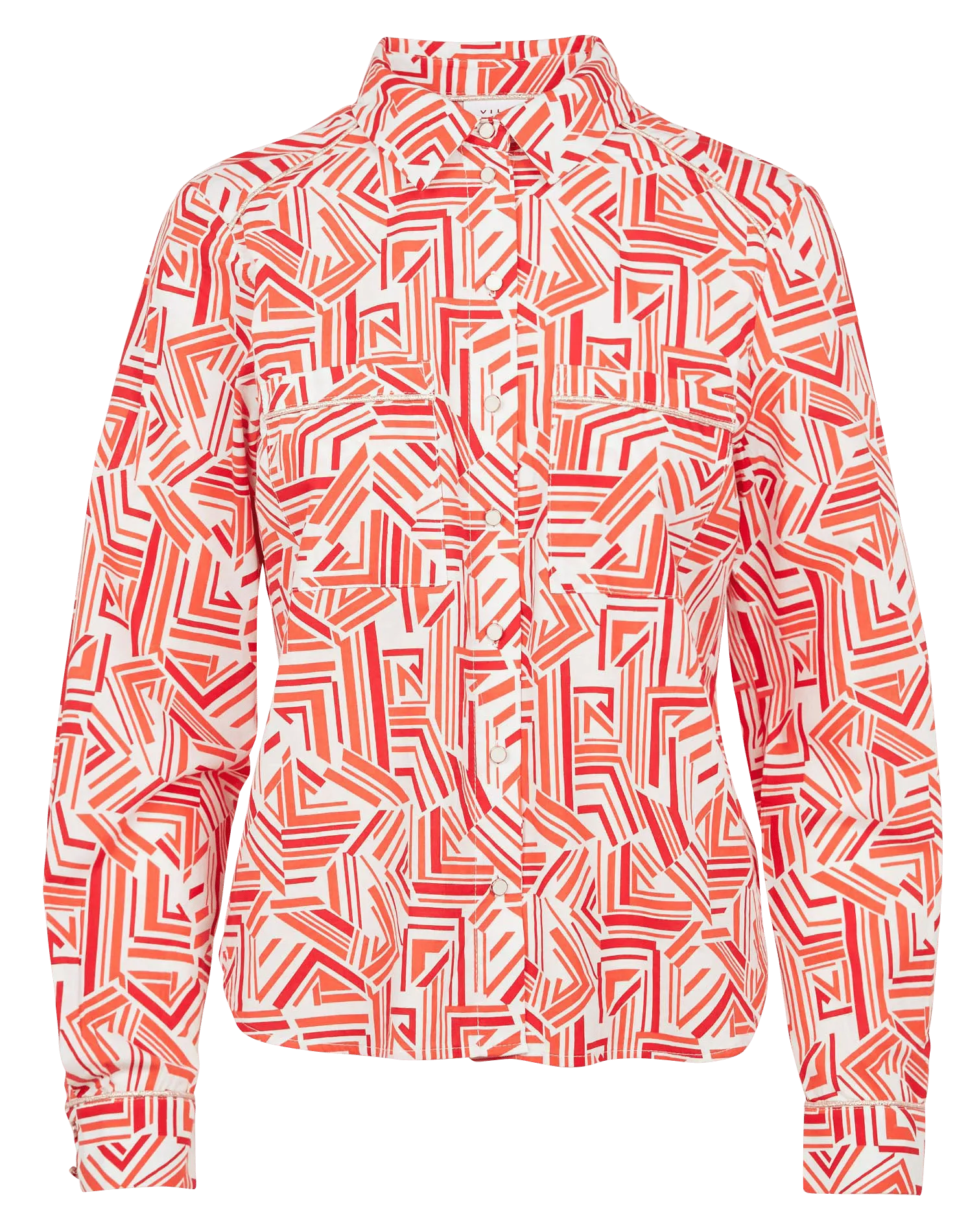  VILA   Camicia collo classico stampata in cotone | Beige