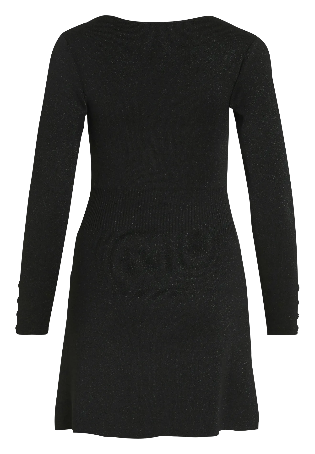  VILA   LIZETTA - Abito corto in maglia con fibre metalliche | Nero