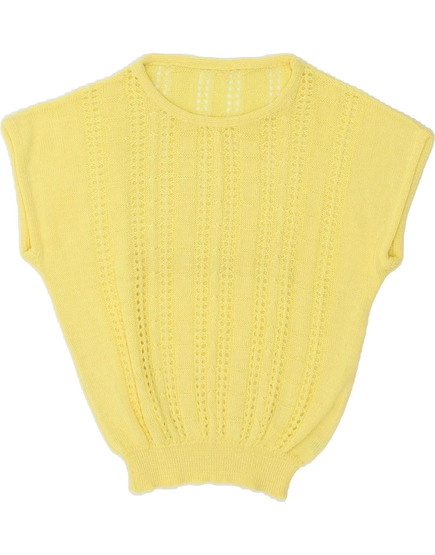 VINTAGE Womens Batwing Boat Neck Jumper Sweater UK 12 Medium Yellow