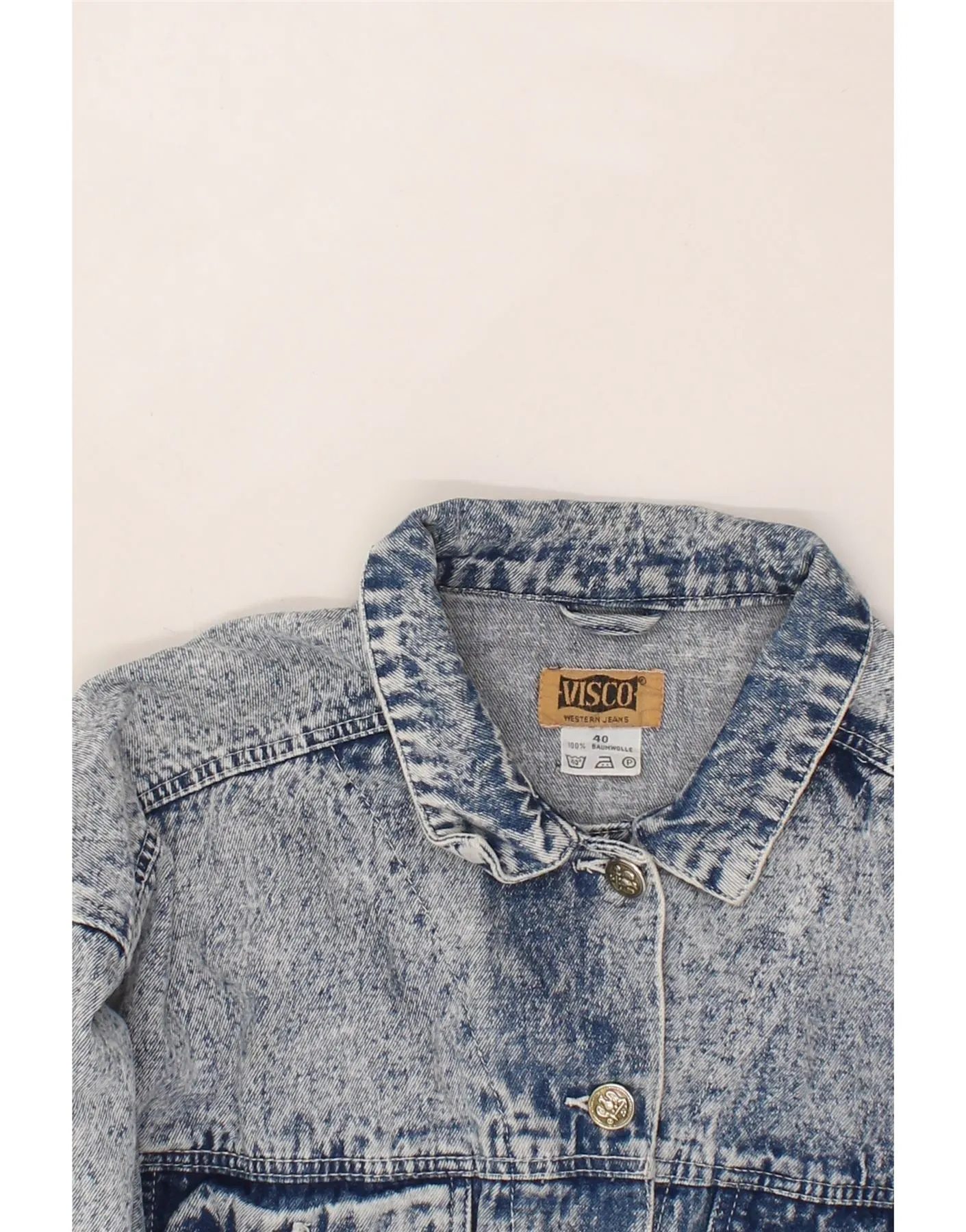 VINTAGE Womens Denim Jacket EU 40 Medium Blue Cotton