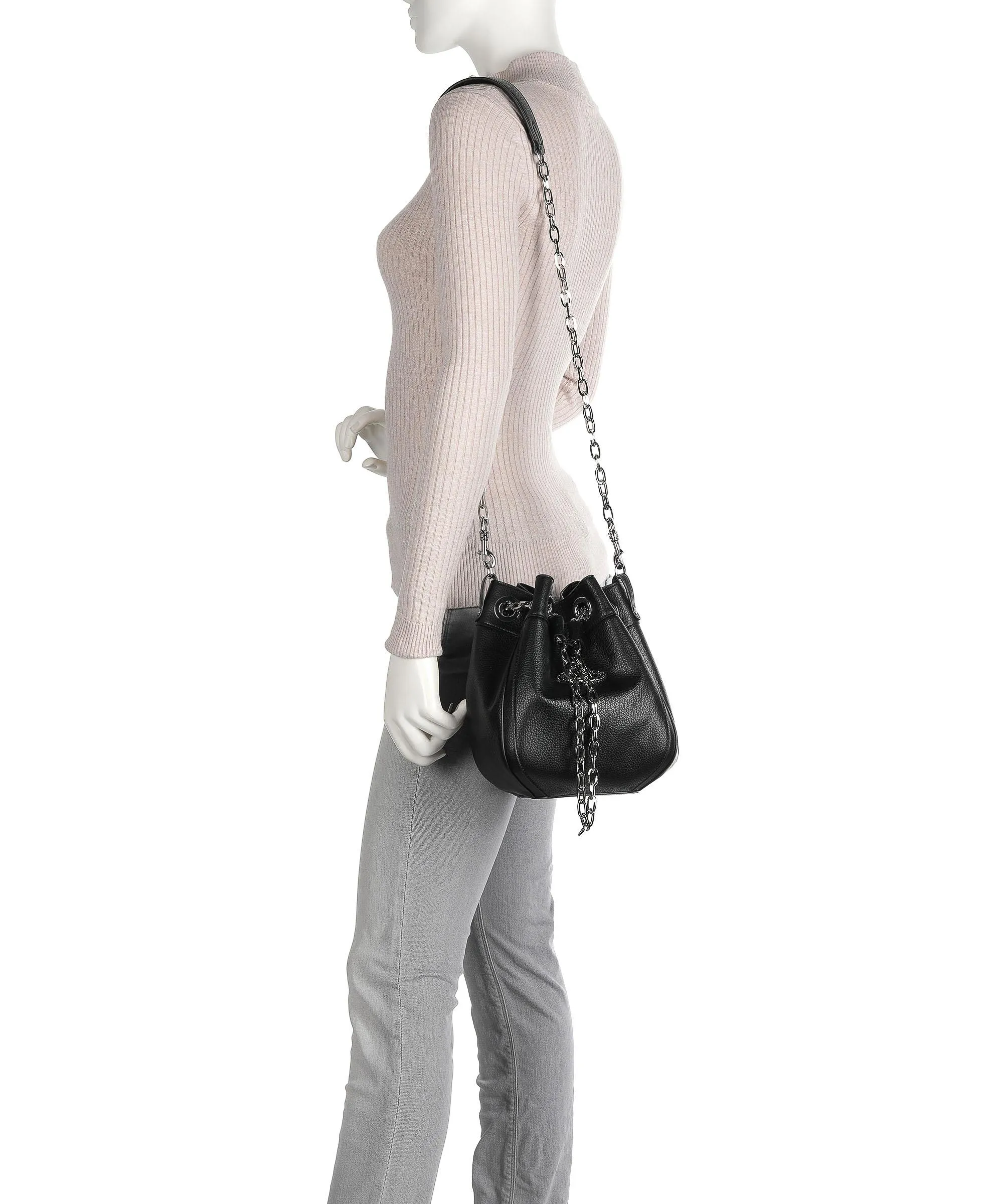  Vivienne Westwood Chrissy Re-Vegan Medium Borsa a secchiello pelle sintetica nero  
