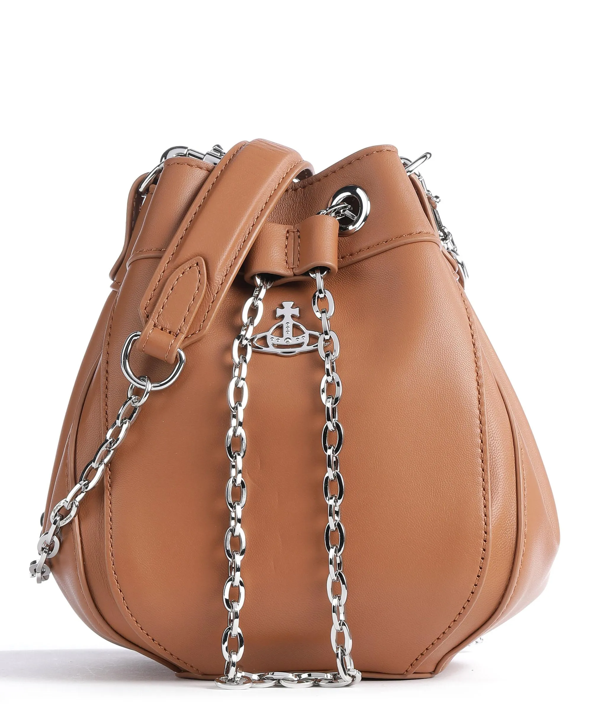  Vivienne Westwood Chrissy Small Borsa a secchiello cuoio di agnello tan  