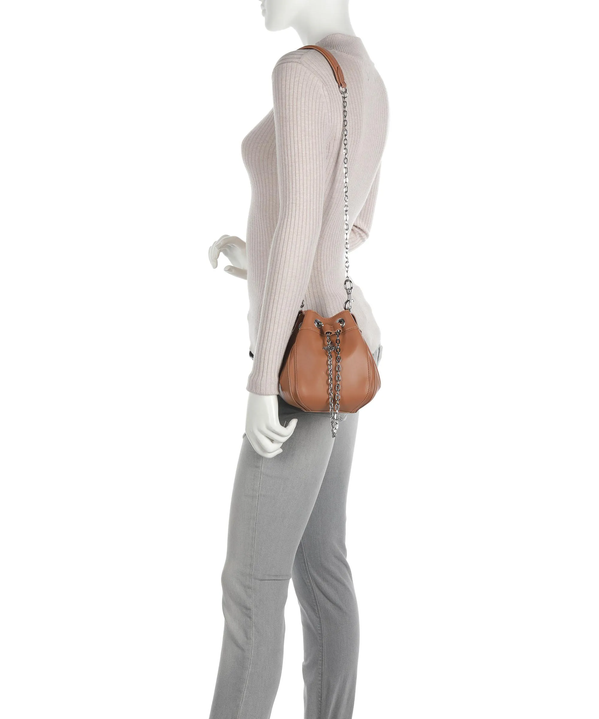  Vivienne Westwood Chrissy Small Borsa a secchiello cuoio di agnello tan  