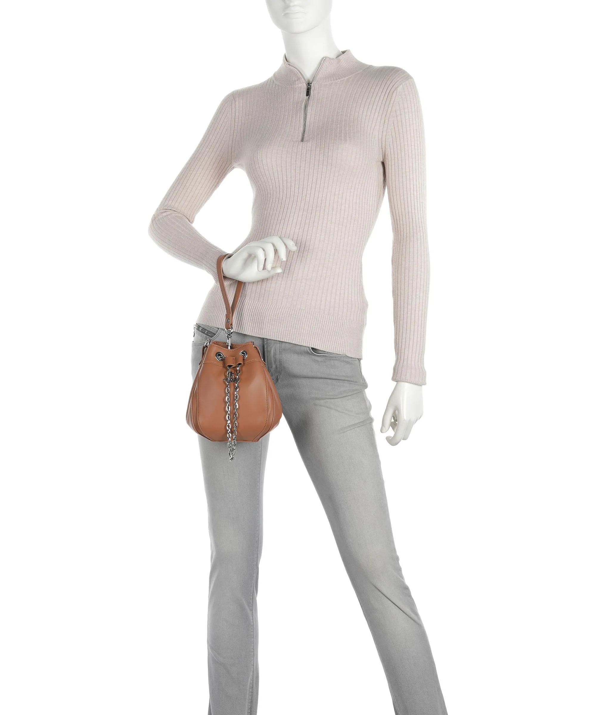  Vivienne Westwood Chrissy Small Borsa a secchiello cuoio di agnello tan  
