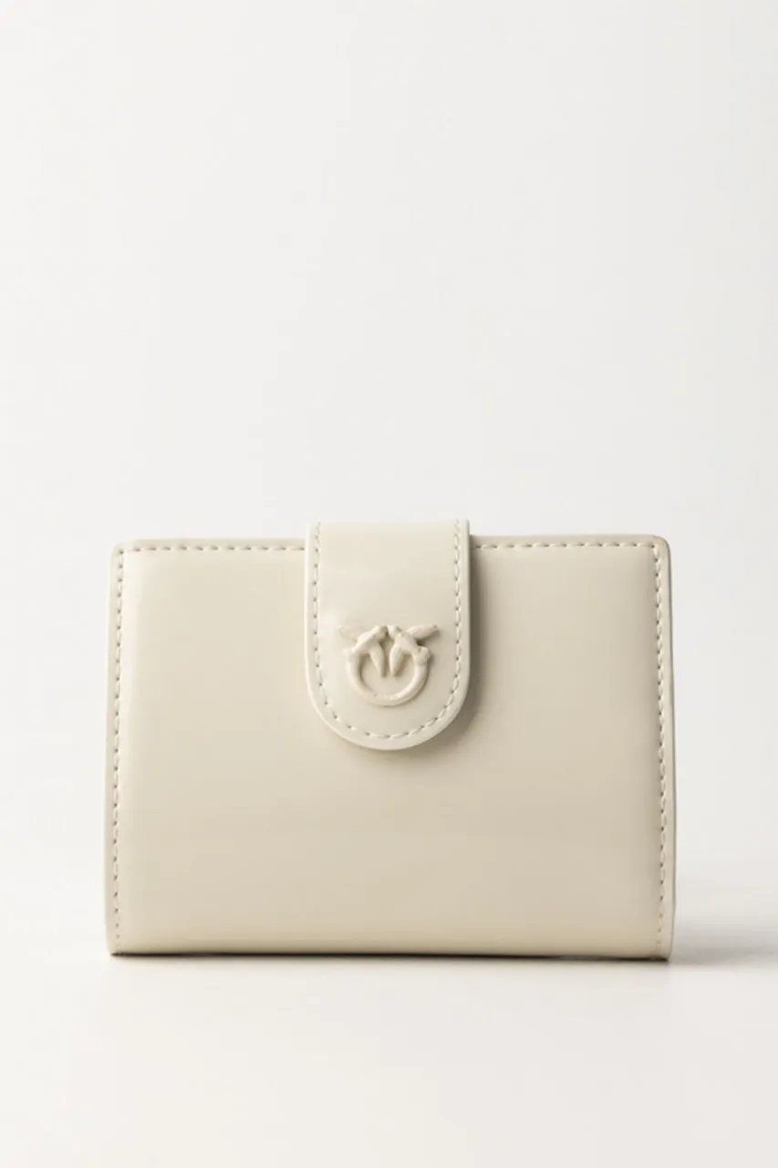 Wallet in pelle lucida BIANCO-BLOCK COLOR