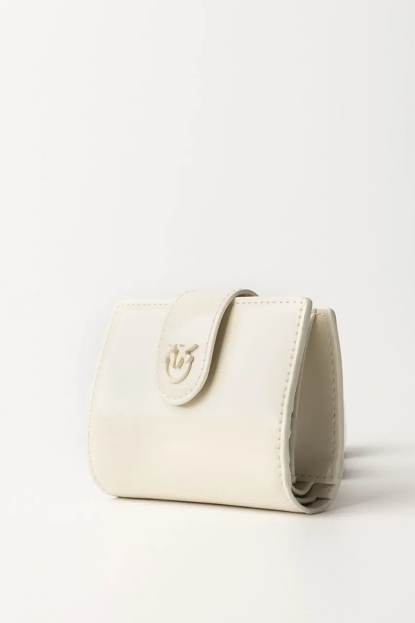 Wallet in pelle lucida BIANCO-BLOCK COLOR