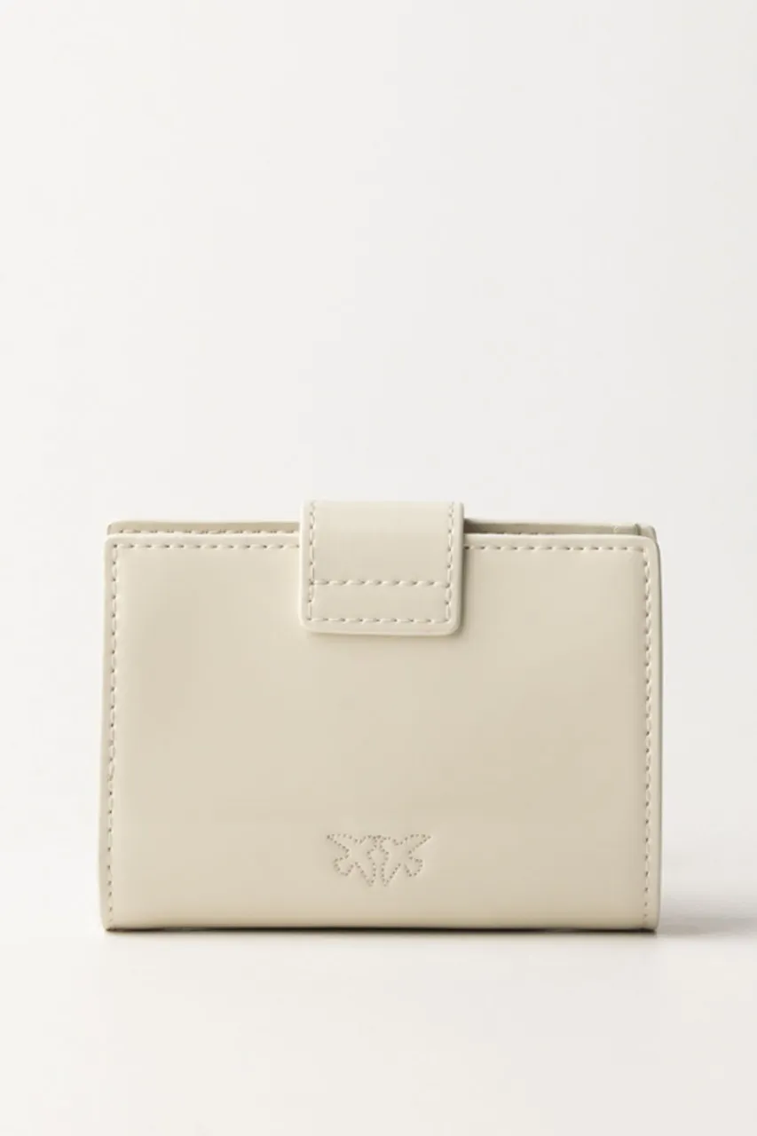 Wallet in pelle lucida BIANCO-BLOCK COLOR