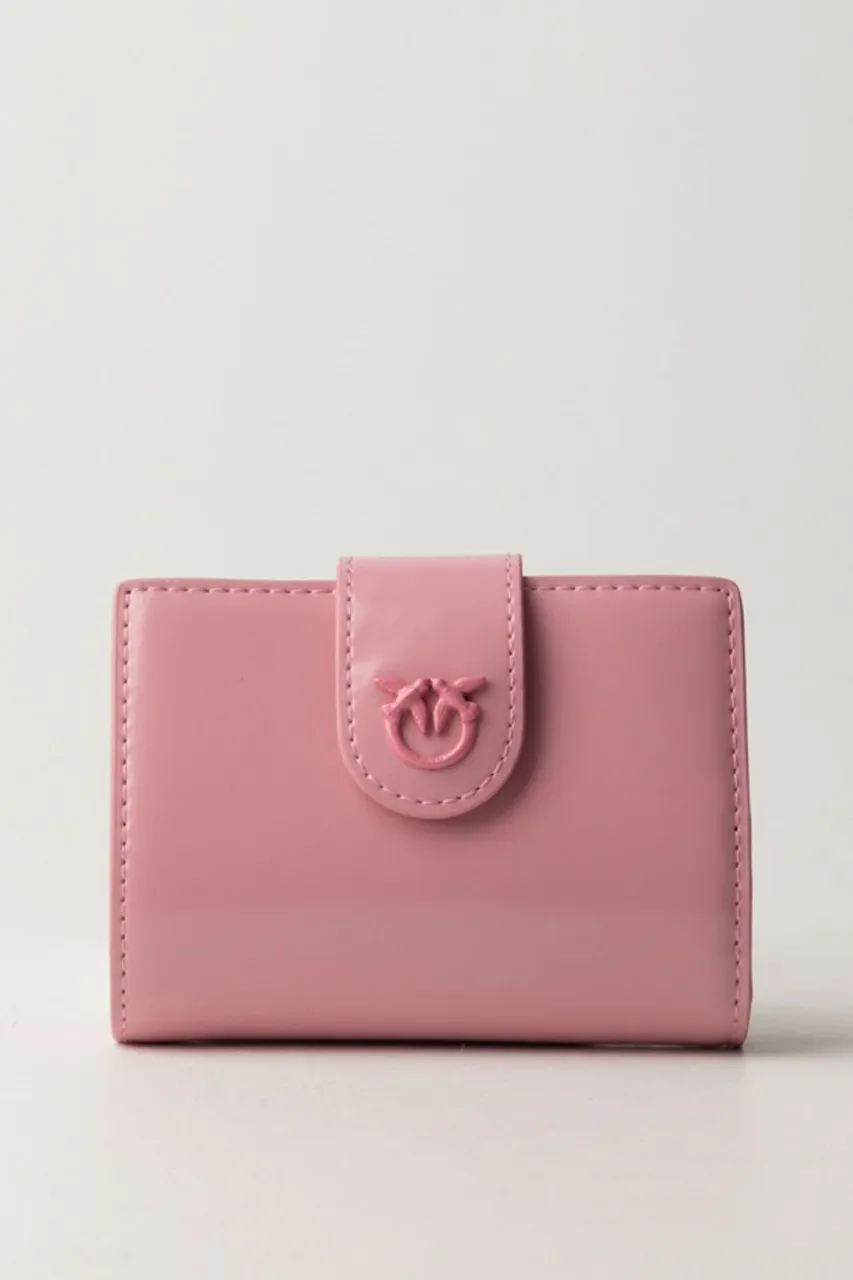 Wallet in pelle lucida ROSA MARINO-BLOCK COLOR