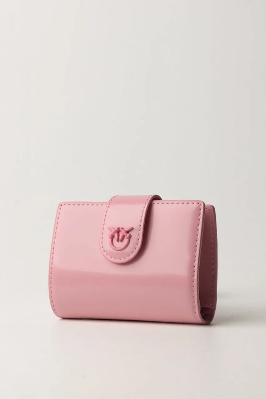 Wallet in pelle lucida ROSA MARINO-BLOCK COLOR