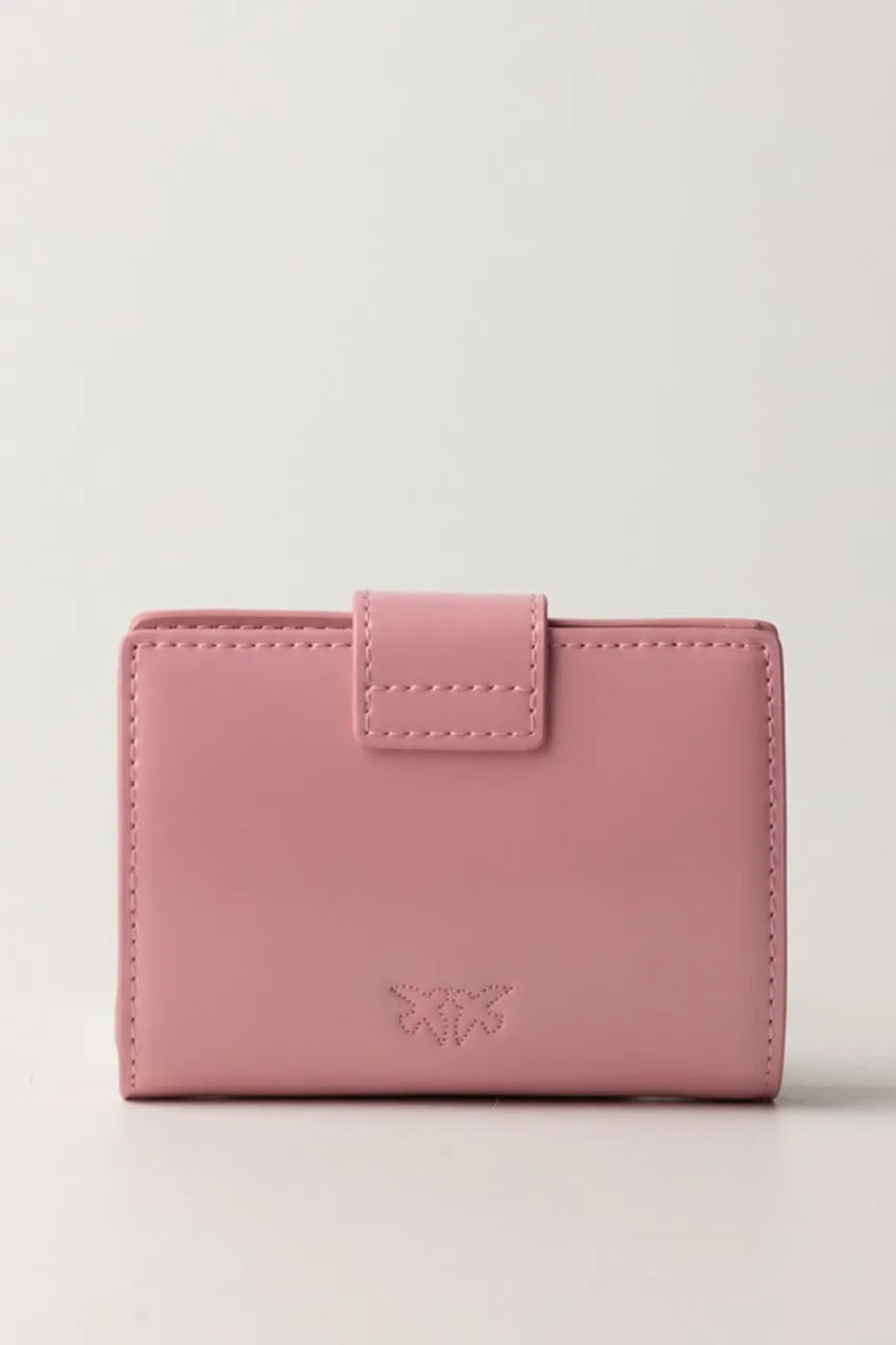 Wallet in pelle lucida ROSA MARINO-BLOCK COLOR