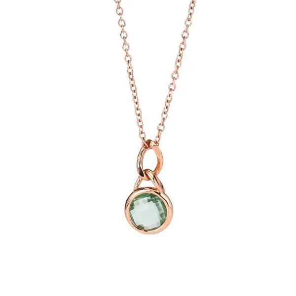 XGR692RV Collana placcata oro rosa con ciondolo cristallo colore ametista verde    