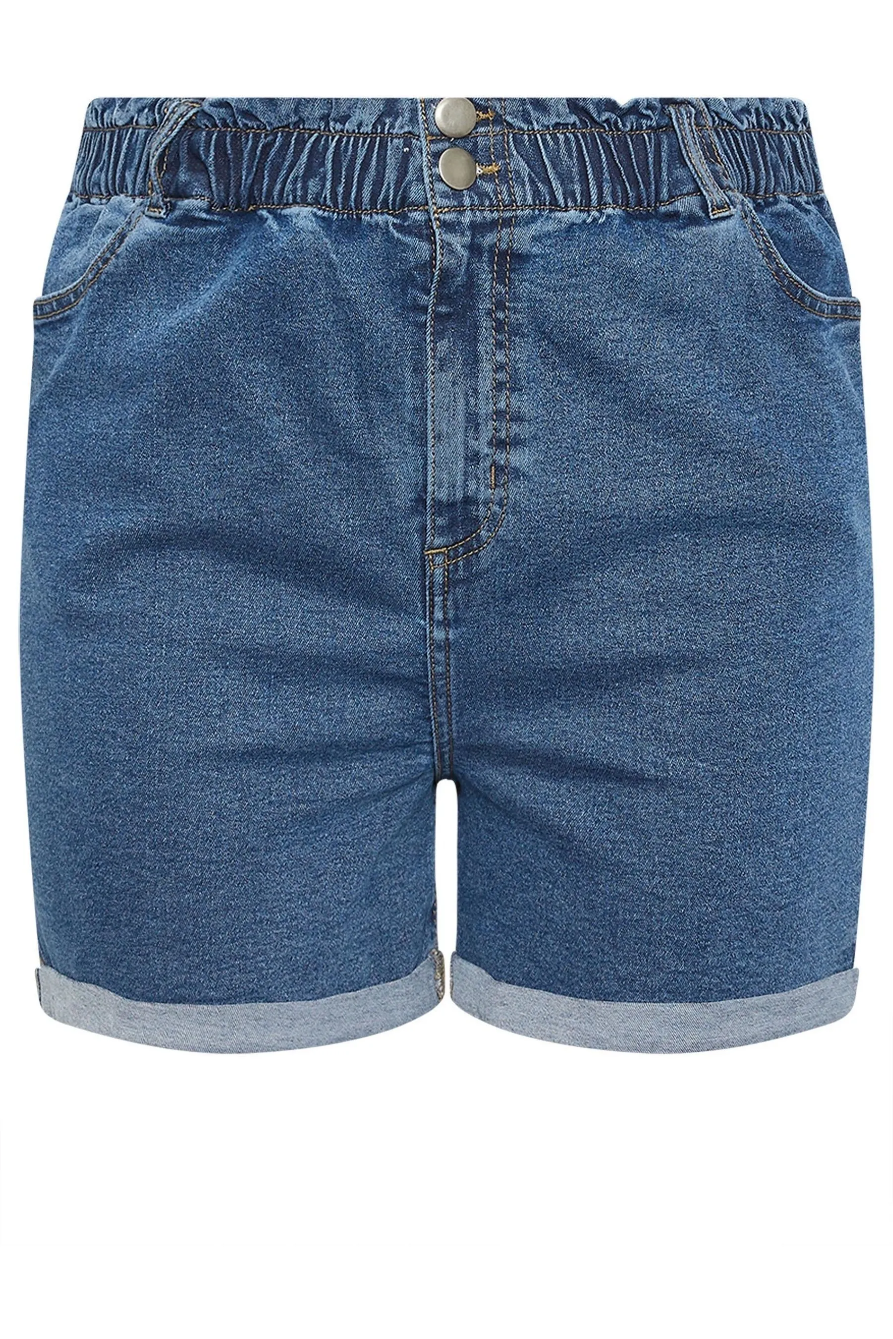Yours Curve Denim - Shorts con elastico in vita