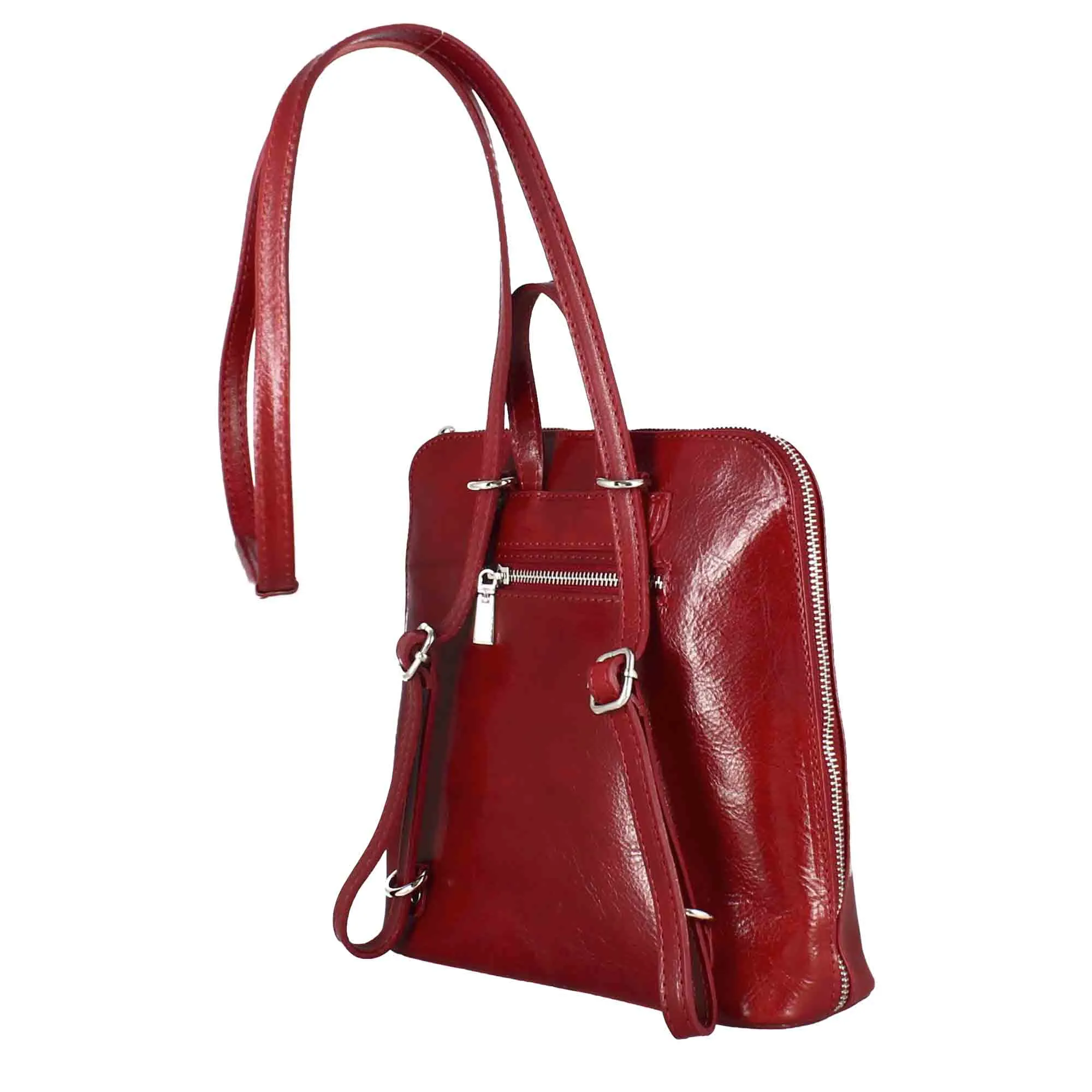 Zainetto Ginevra da donna in pelle liscia colore rosso con cerniera