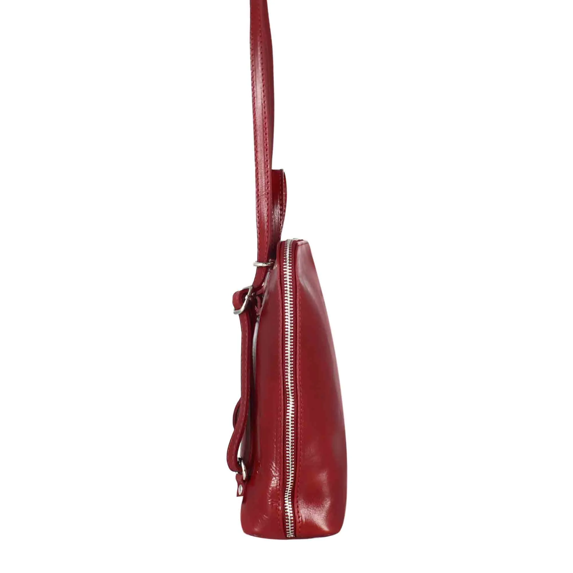 Zainetto Ginevra da donna in pelle liscia colore rosso con cerniera