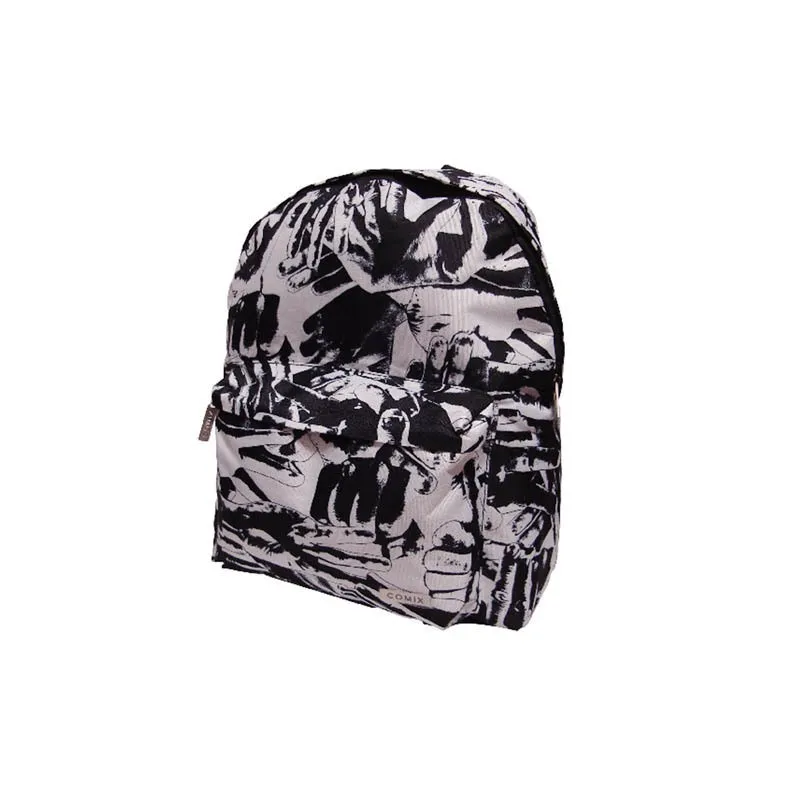 ZAINO AMERICANO COMIX ALL OVER MANI IN BIANCO E NERO 40X29X15CM.PANINI SCUOLA