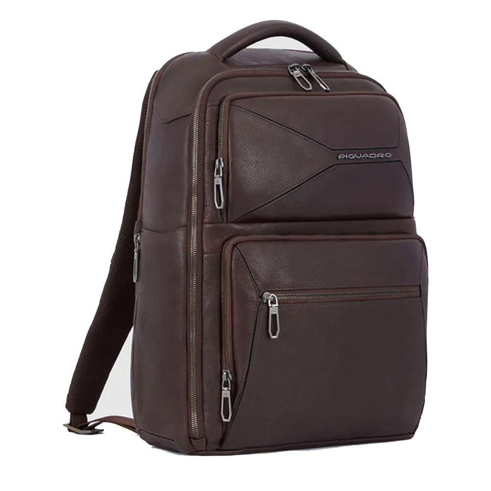 Zaino Uomo PIQUADRO porta Pc 15,6 in Pelle Colore Testa Moro Linea Rhino - CA6250W118