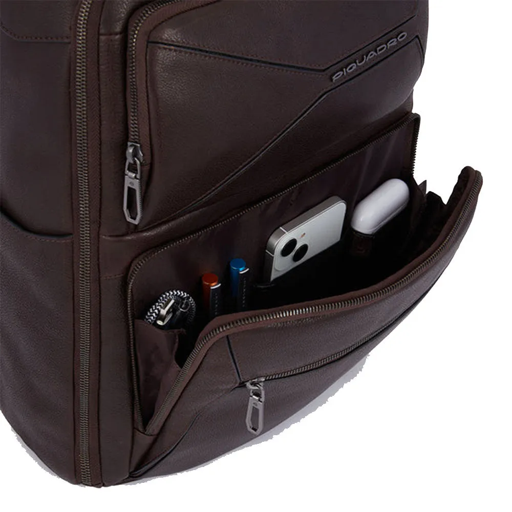 Zaino Uomo PIQUADRO porta Pc 15,6 in Pelle Colore Testa Moro Linea Rhino - CA6250W118