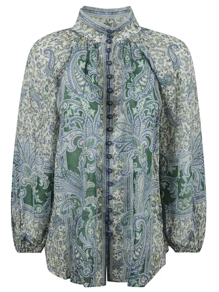 ZIMMERMANNOttie Billow Blouse Green Paisley