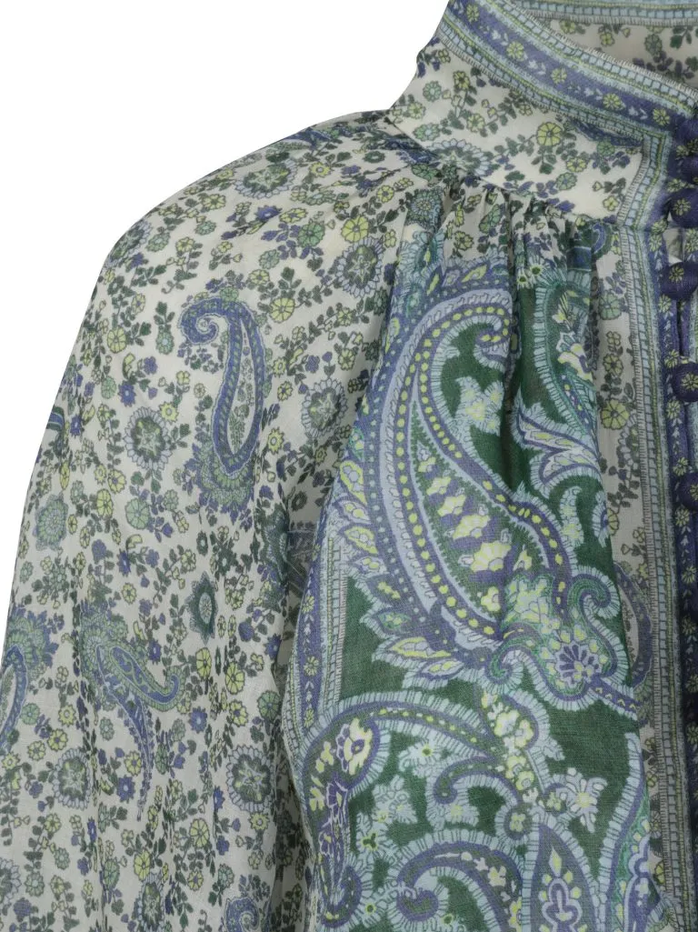ZIMMERMANNOttie Billow Blouse Green Paisley